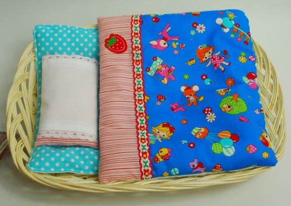 ふわふわドリームセット・かご付　【ブルーおもちゃ×みずいろドット】　8インチドールサイズ　【まるしぇらぱん】/ma2406-04