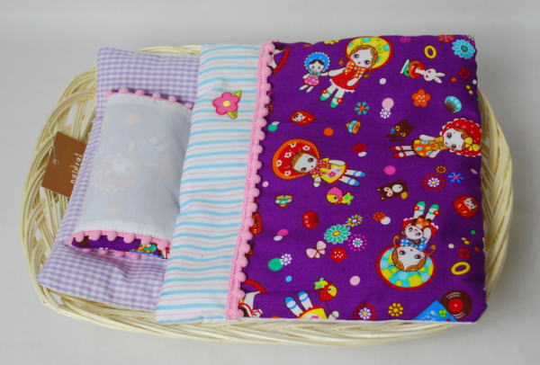 ふわふわドリームセット・かご付　【紫・文化人形】　20cmドールサイズ　【まるしぇらぱん】