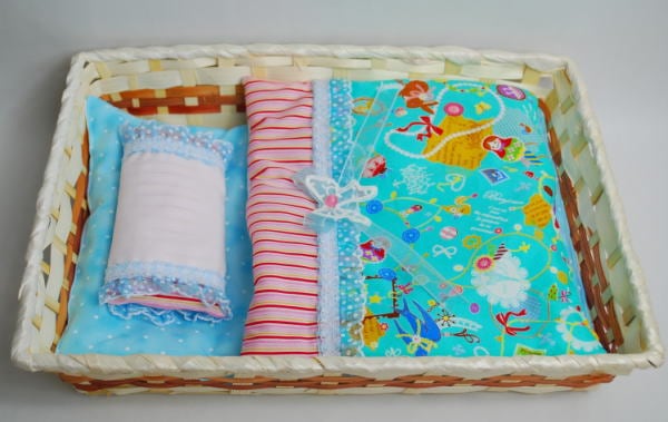 ふわふわドリームセット・かご付　ブライスドールサイズ　【グリーン×ブルー】　　【まるしぇらぱん】/ma2406-08