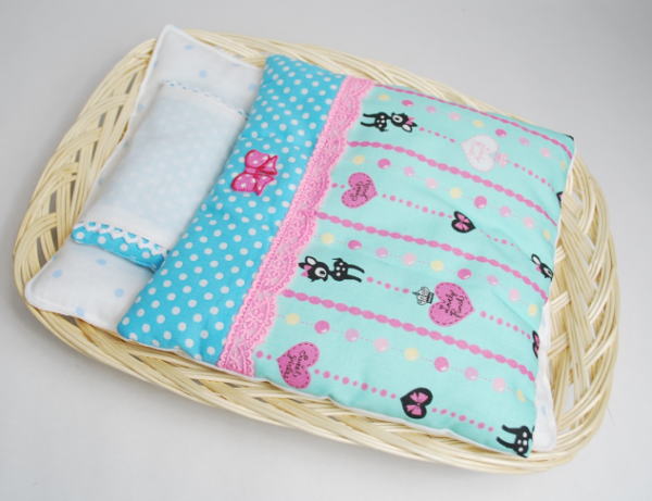 ふわふわドリームセット・かご付 【お布団セット/ブルーバンビ】　20cmドールサイズ　/まるしぇらぱん