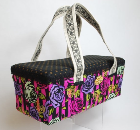 お人形とおでかけバッグ蓋型 ・大　【バラ×ドット】　/ネオブライスサイズ　【まるしぇらぱん　ハンドメイド】　ma2405-014