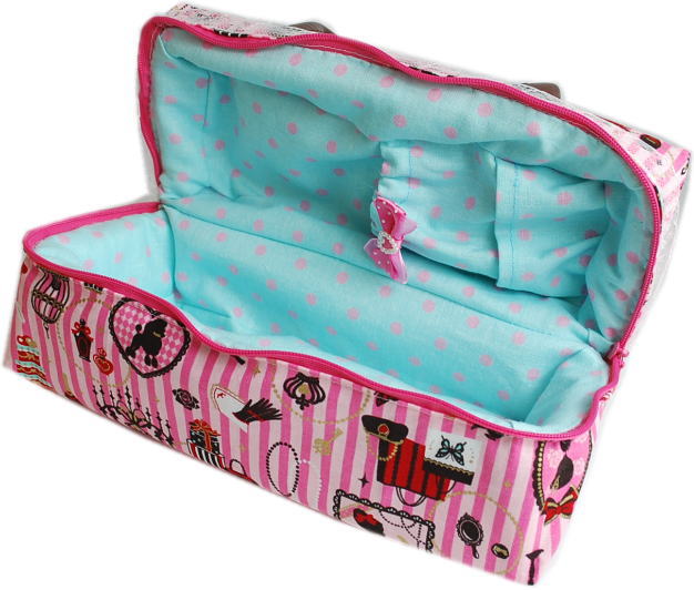 お人形とおでかけバッグ・中　【ピンクストライプ】　*20cmドールサイズ*　/まるしぇ　らぱん-ハンドメイド-【