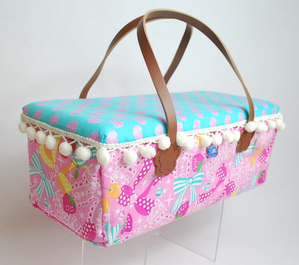 お人形とおでかけバッグ・大　【ブルー*ピンク】　*22cm～27cmドールサイズ*　/まるしぇ　らぱん