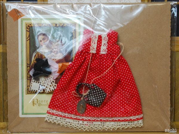 （売切）ノースリーブワンピース　赤ドット　　/22cmドールサイズ　【sachi】