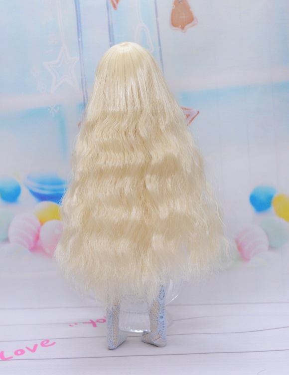　【4インチ】　ドール用ウィッグ　ゆるウェーブ スーパーロング　ペールブロンド　
