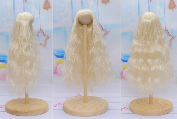 4インチ】 ドール用ウィッグ ゆるウェーブ スーパーロング ペール