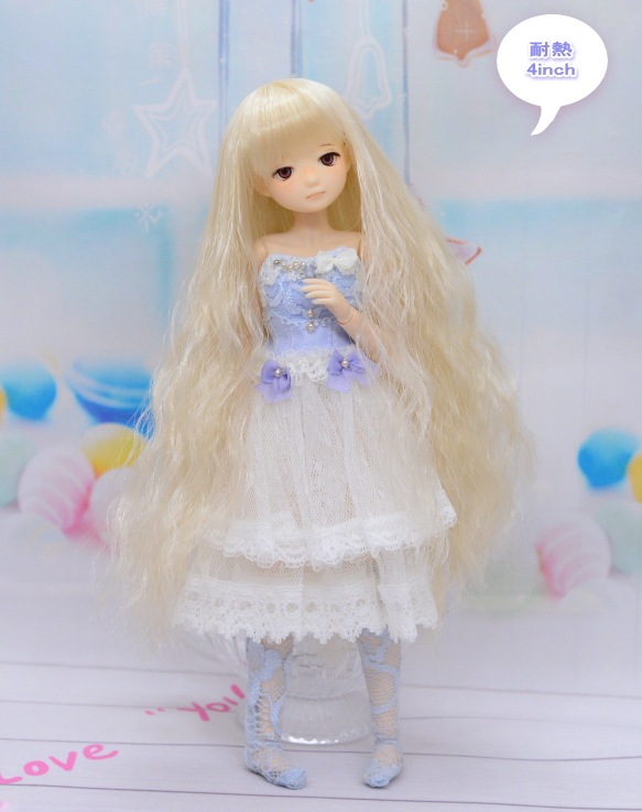 ☆ ウィッグ 4インチ ドール用 4．5インチ】 ドール用ウィッグ ナチュラルロングワンカール