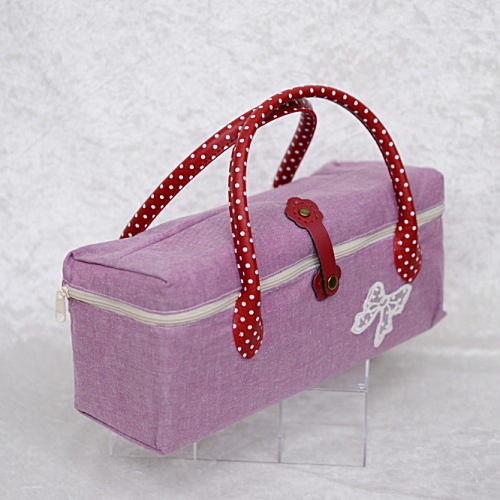 【まるしぇらぱんハンドメイド】 お人形とおでかけバッグ ライトパープル無地 【 中 】 1/6スケールドールサイズ 【まるしぇらぱん・ハンドメイド】