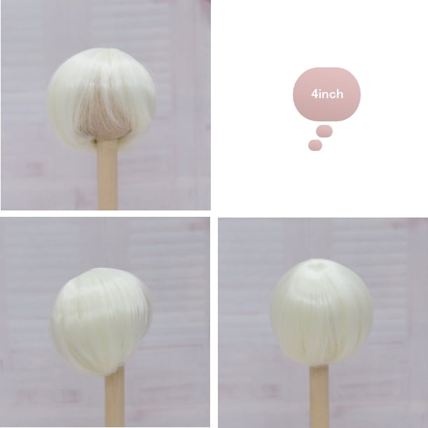 【4インチ】 耐熱 ドール用ウィッグ 前髪長めショート ペールハニーゴールド/2409