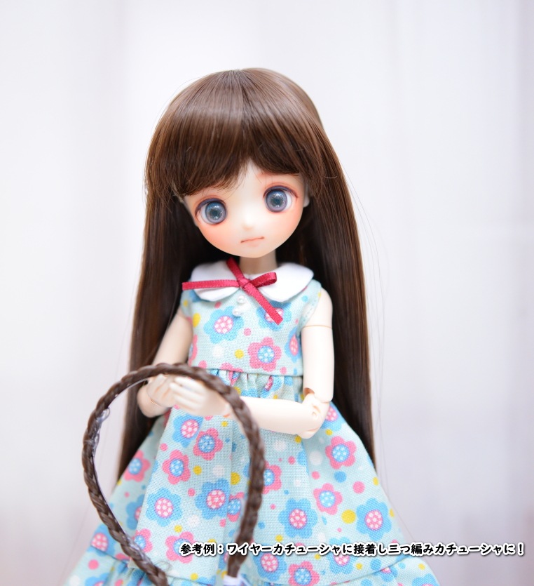 【5.5インチ】　耐熱　ドール用ウィッグ　ストレートロング　細三つ編み2本付　/　ショコラブラウン