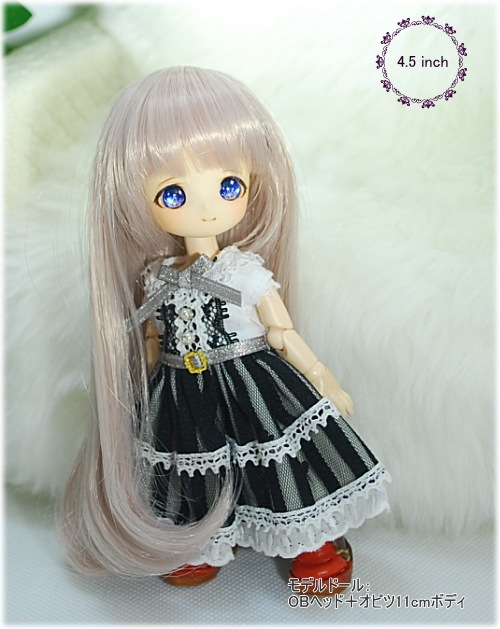 ☆ ウィッグ 4インチ ドール用 4．5インチ】 ドール用ウィッグ ナチュラルロングワンカール