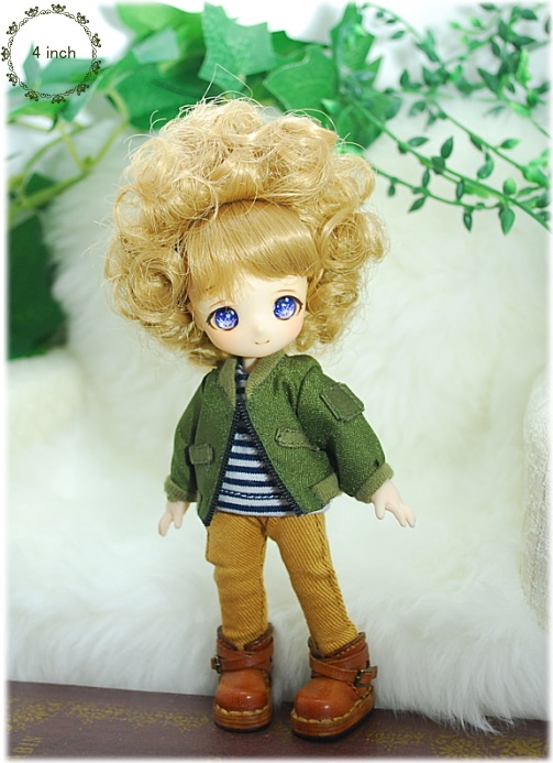 4インチ】 ドール用ウィッグ 前髪ありアフロ （コルク） | すべての