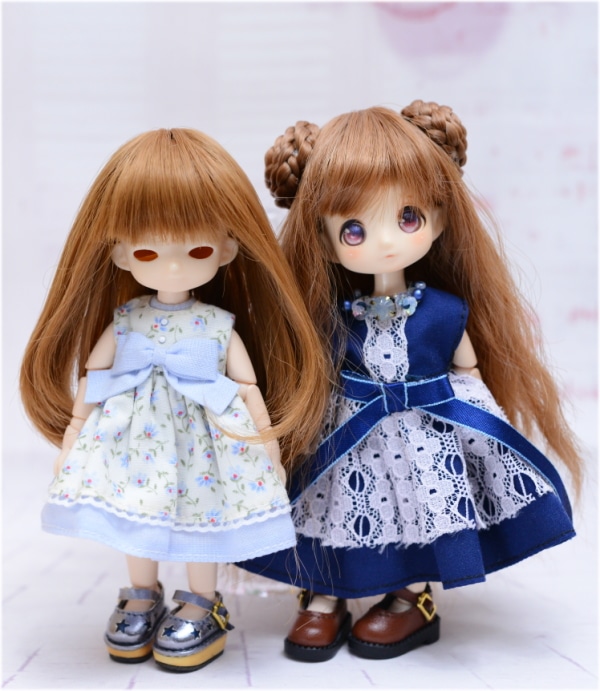 CoroporoDollsオリジナルドールヘッド 磁石接着済み うか4.2 【アイカラー:3/青・オレンジ】 (10cmサイズボディ用ドールヘッド/ノーメイク) レジン製