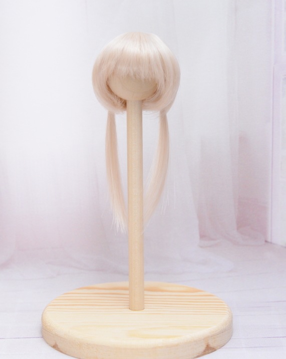 【4インチ】　耐熱 ドール用ウィッグ ふたつむすび　シェルピンク