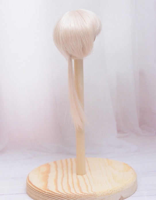 【4インチ】　耐熱 ドール用ウィッグ ふたつむすび　シェルピンク