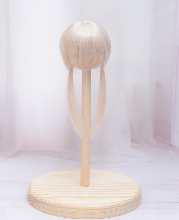 【4インチ】　耐熱 ドール用ウィッグ ふたつむすび　シェルピンク