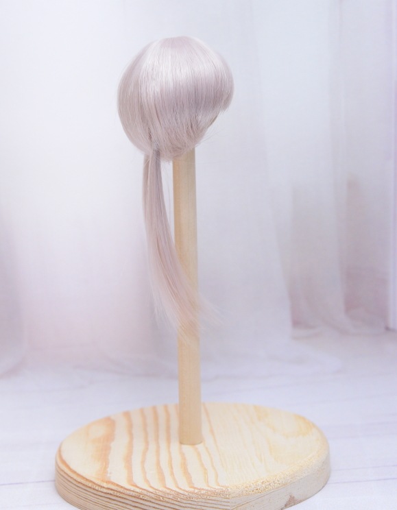 【4インチ】　耐熱 ドール用ウィッグ ふたつむすび　ペールライラックシルバー