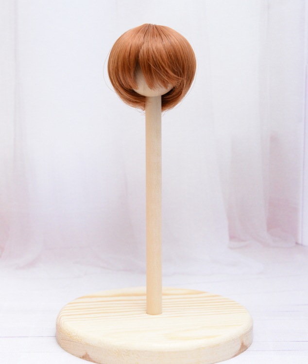 【4インチ】　耐熱　ドール用ウィッグ　前髪長めショート　オレンジブラウン