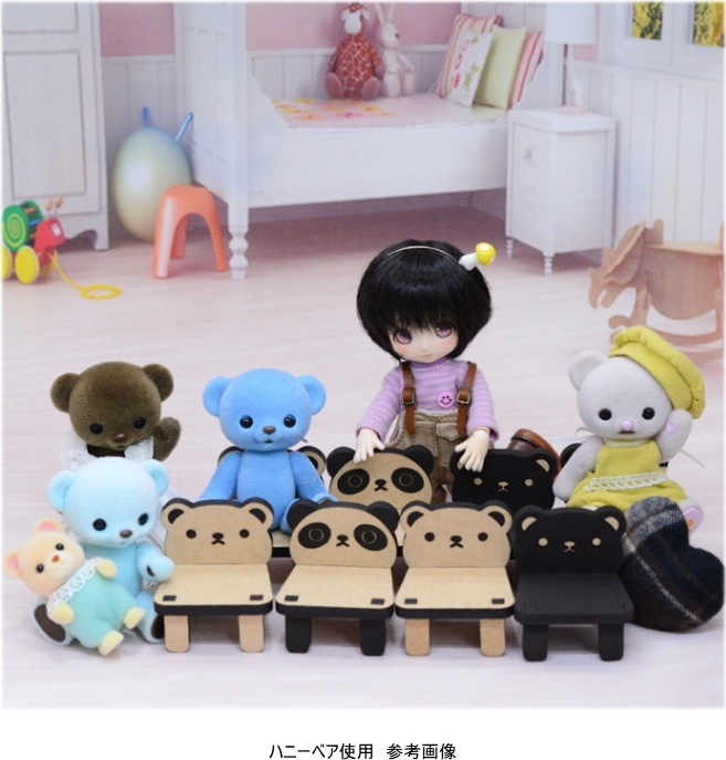 夜舟様ハンドメイド ナチュラルくま椅子(小)・顔あり ハニーベアなどに