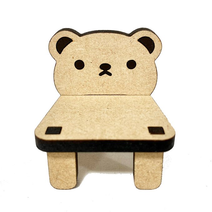 夜舟様ハンドメイド ナチュラルくま椅子(小)・顔あり ハニーベアなどに