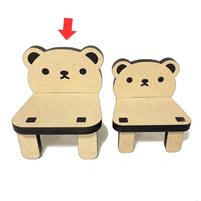 夜舟様ハンドメイド ナチュラルくま椅子(大)・顔あり オビツ11などミニドールに♪