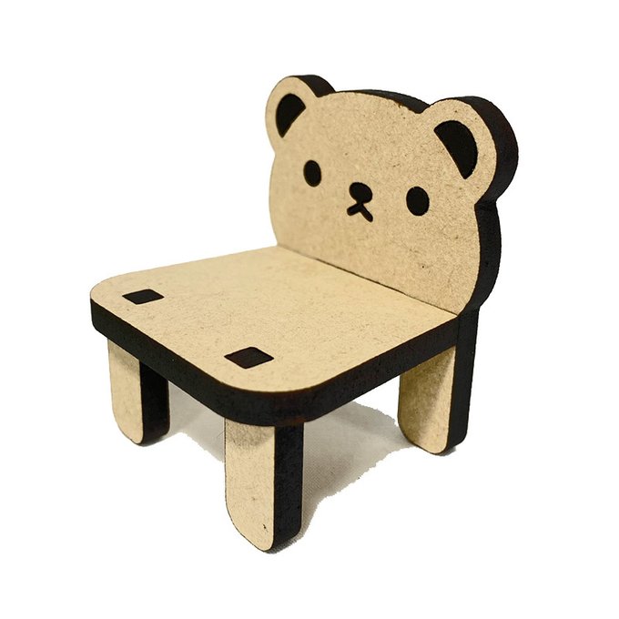 夜舟様ハンドメイド ナチュラルくま椅子(大)・顔あり オビツ11などミニドールに♪