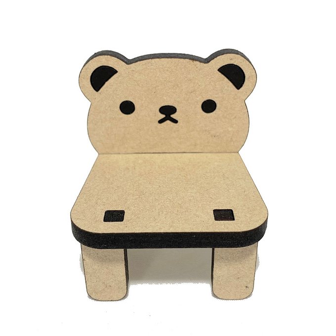 夜舟様ハンドメイド ナチュラルくま椅子(大)・顔あり オビツ11などミニドールに♪