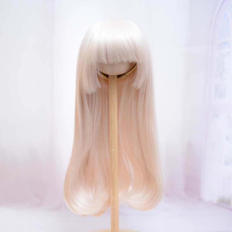 【6.5インチ】ドール用ウィッグ　ロング内巻　シャンパンピンク/202604