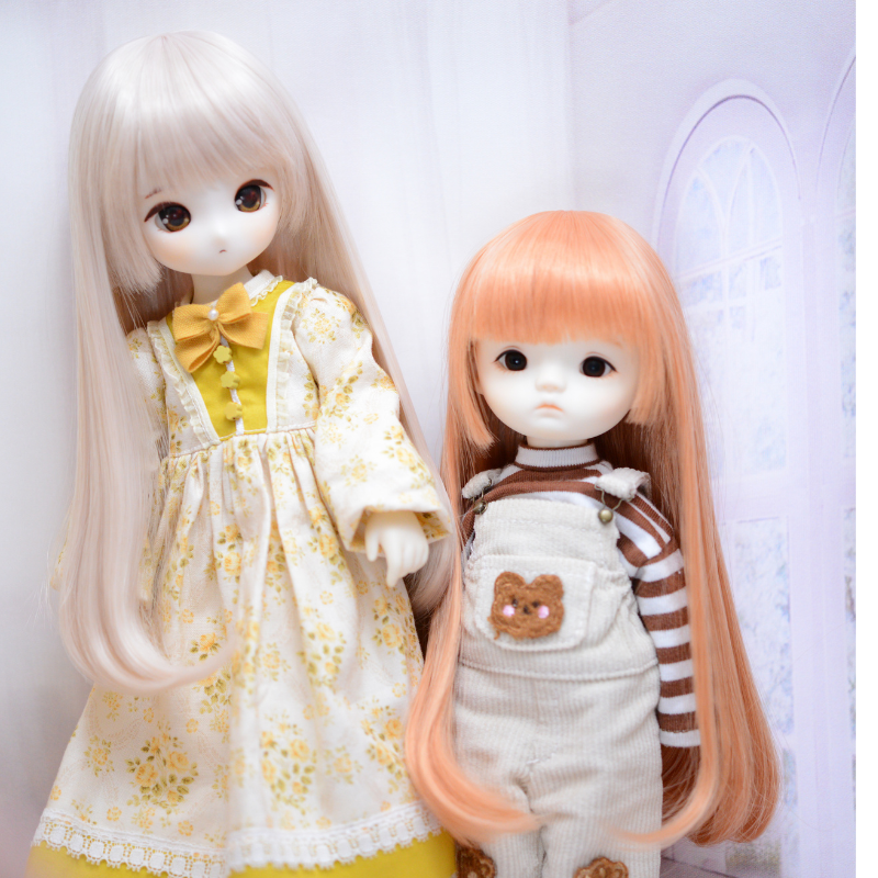 【6.5インチ】ドール用ウィッグ　ロング内巻　シャンパンピンク/202604