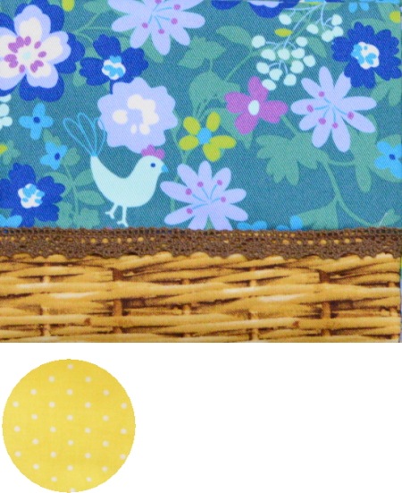 　【ハンドメイド】　お人形とおでかけバッグ　【ミニドールサイズ】　ボタニカルかごバック風　【まるしぇらぱん・ハンドメイド】