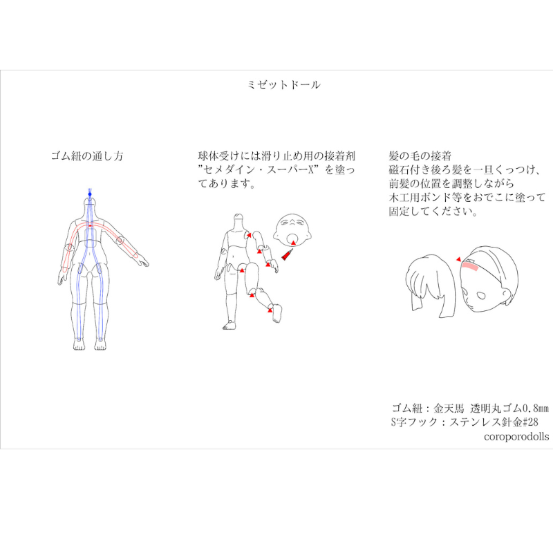 　ミゼットドール レジン製　髪キット　/CoroporoDolls製　/202601