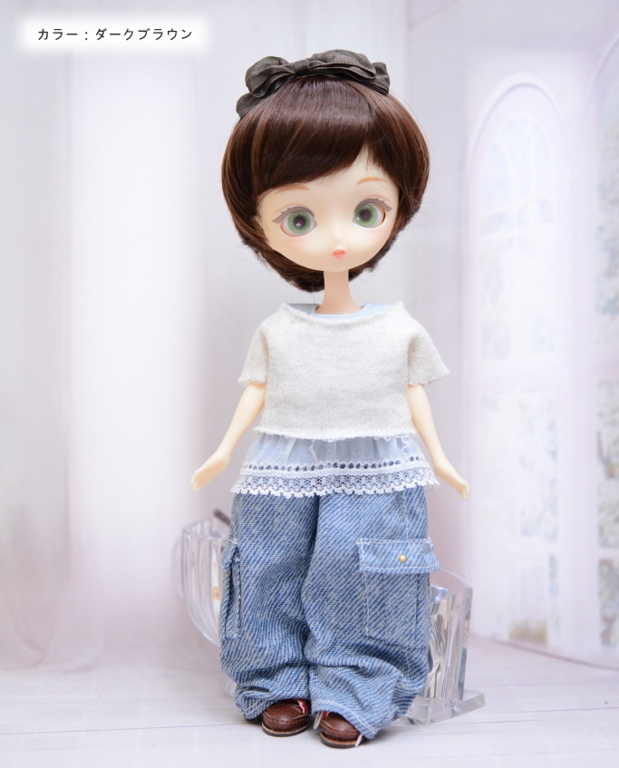 海外製 シンプルショート ドールウィッグ 6-7inch パープルミックス