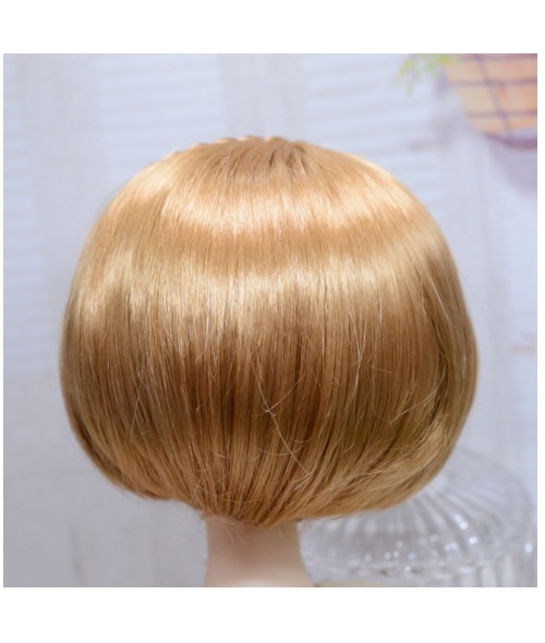 【9~10インチ】 ドール用ウィッグ 三つ編みカチューシャ ショートボブ 人造モヘア <ハニーゴールド>