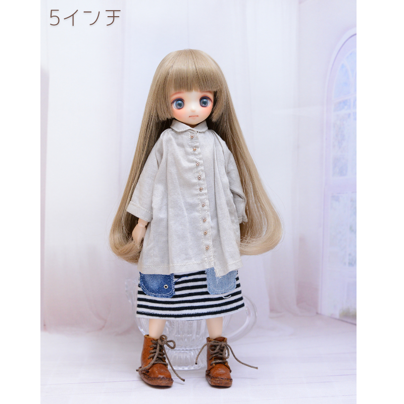 【5インチ】耐熱ドール用ウィッグ　ロング内巻 　シルキーフォーン　/頭囲約13cm