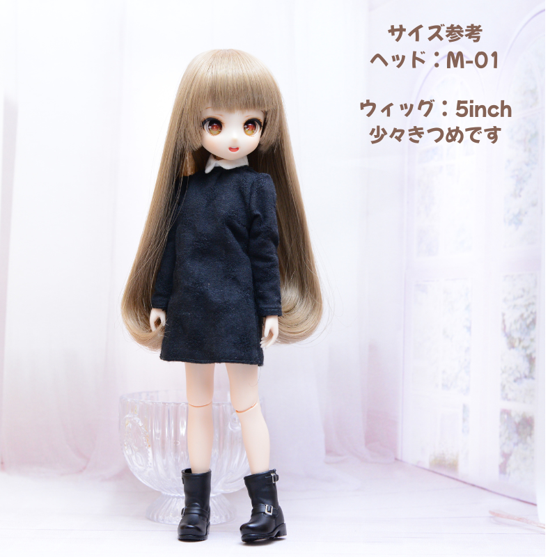 【5インチ】耐熱ドール用ウィッグ　ロング内巻 　シルキーフォーン　/頭囲約13cm