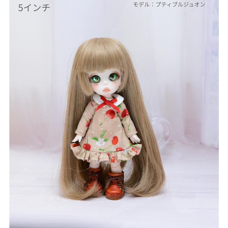 【5インチ】耐熱ドール用ウィッグ　ロング内巻 　シルキーフォーン　/頭囲約13cm