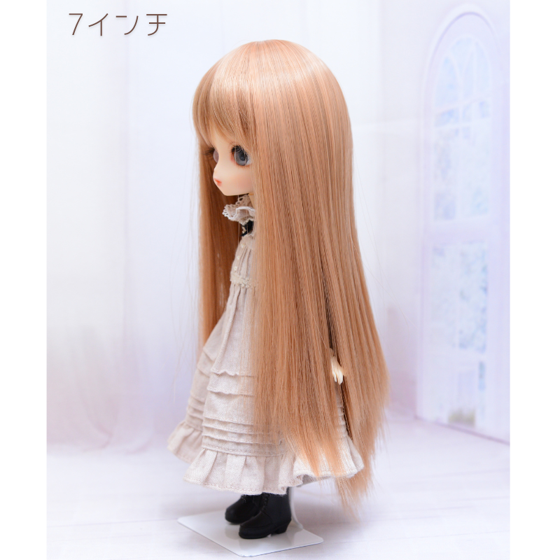 【7インチ】耐熱ドール用ウィッグ　シャギーストレートロング　/ シルキーアンバー