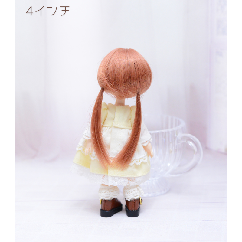 【4インチ】　耐熱 ドール用ウィッグ ふたつむすび　シアーテラコッタ