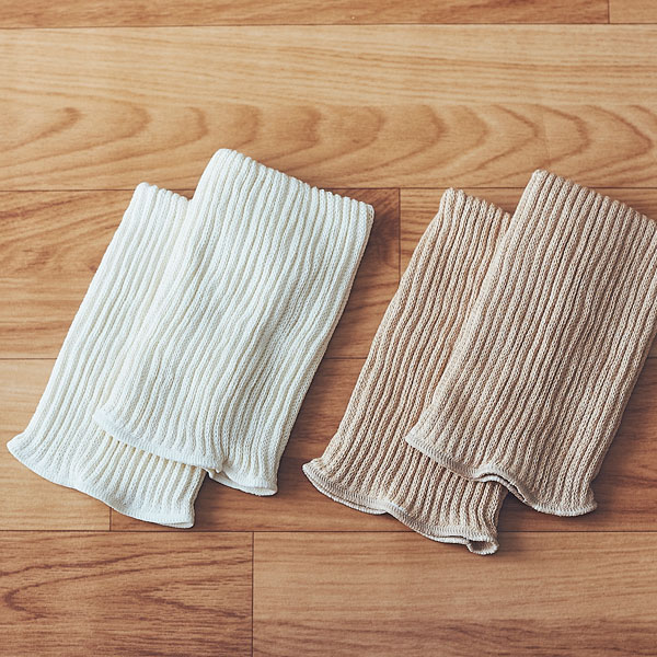 フェリシモ オーガニックコットン　足首＆ひざ２−ＷＡＹウォーマーの会 ライブコットン・オーガニックコットン二重織足首ウォーマー | ライブ