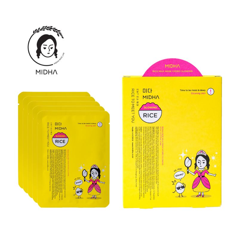 【直送品（買い合わせ不可）】[1箱]MIDHA(ミダ) 米ぬか水マスクパック 水分光彩【使用期限】2027.06.19以降　5枚　