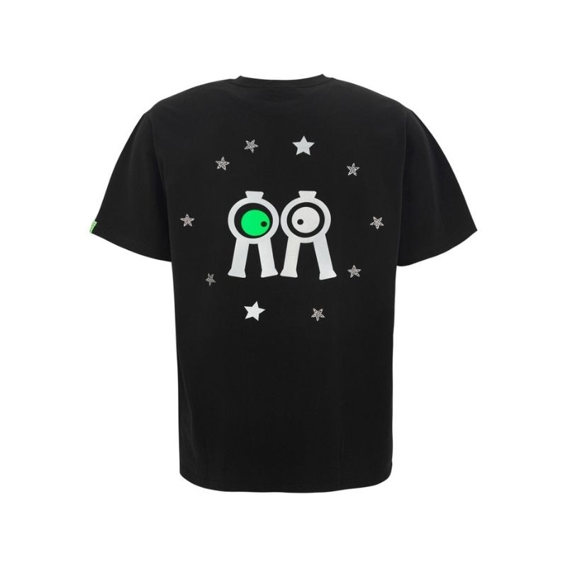 【直送品（買い合わせ不可）】Mサイズ ユニセックス Rolling Rolleye シャイニングスクリーン 半袖Tシャツ ブラック　　