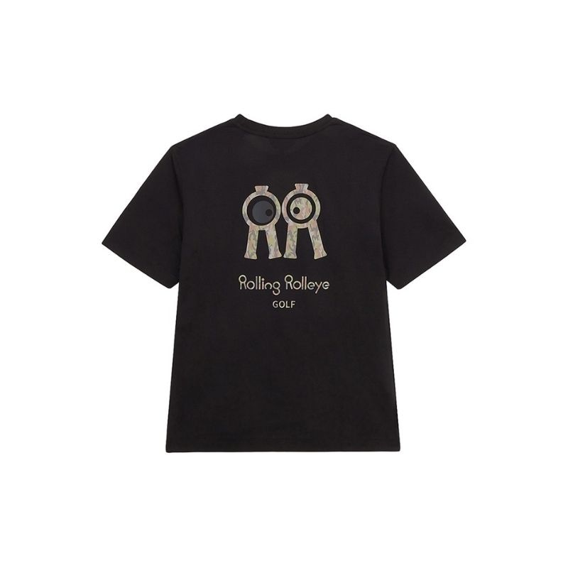 【直送品（買い合わせ不可）】Lサイズ ユニセックス Rolling Rolleye ロールロール カモ レインボー ラウンドTシャツ ブラック　　