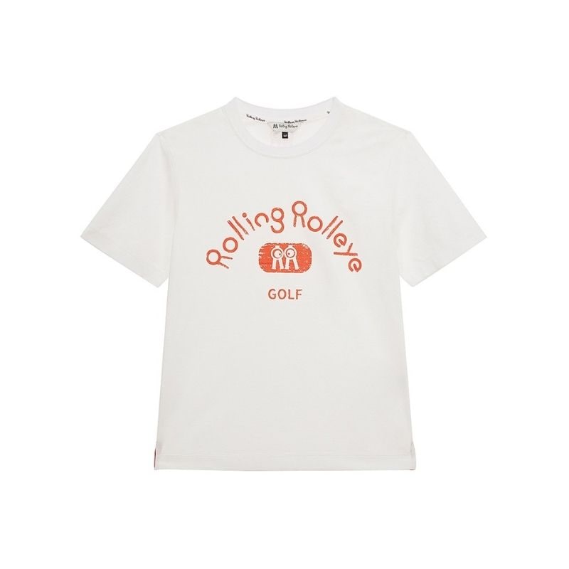 【直送品（買い合わせ不可）】Mサイズ ユニセックス Rolling Rolleye ロールロール ホワイト レッド ラウンドTシャツ ホワイト　　
