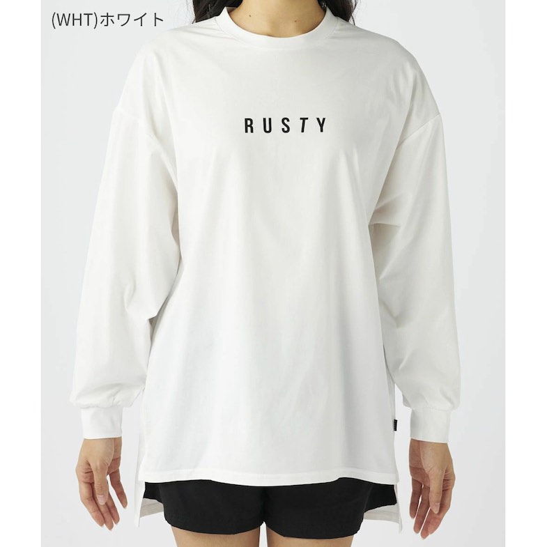 【Lサイズ】RUSTY レディース ペアテックス長袖UV Tシャツ（WHT）　　