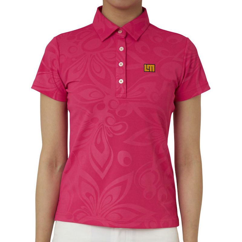 サイズ：S　LOUDMOUTH レディース 半袖ポロシャツ エンボス ピンク 吸汗速乾 UV（992）　　