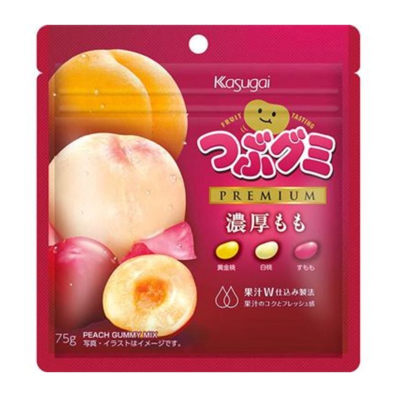 [5個]【訳あり】春日井製菓 つぶグミPREMIUM 濃厚もも　75g　賞味期限2026.03.31