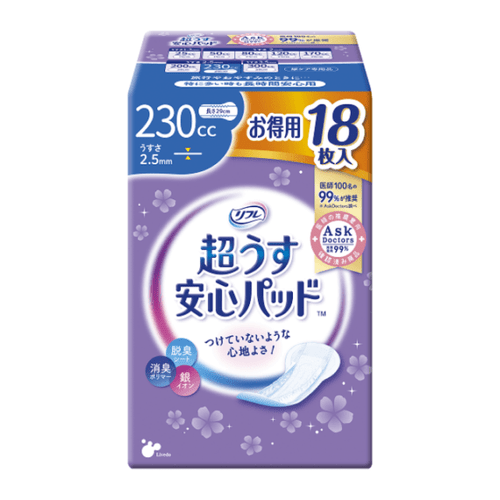 軽失禁パッド リフレ 超うす安心パッド お得用パック 230cc 18枚入