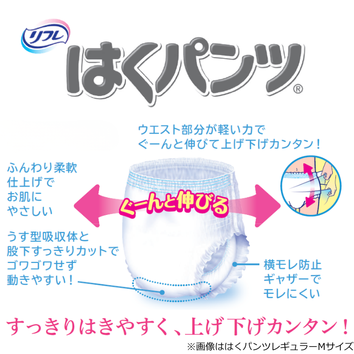 リフレ はくパンツ レギュラー Lサイズ 18枚入 4回吸収 ｜ 外側の