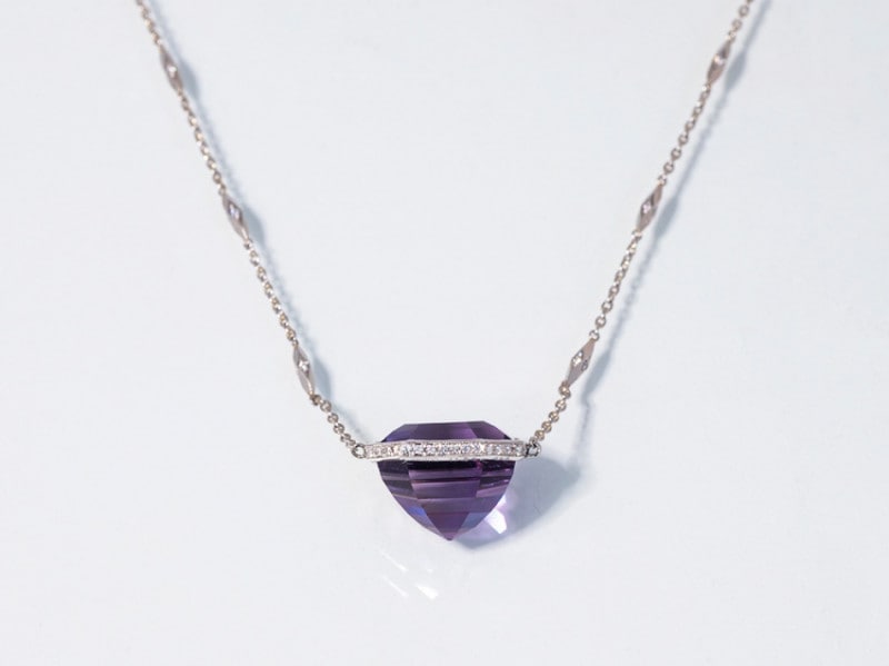 Amethyst_17.80ct/Diamond_0.18ct/pt900 Necklace【nebe/ネべ】