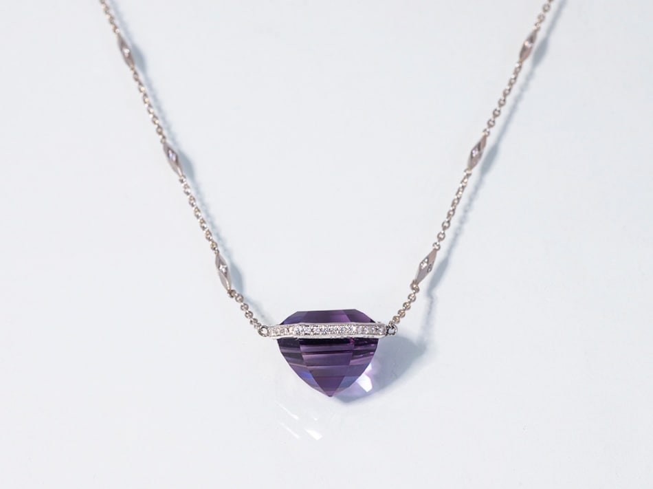 Amethyst_17.80ct/Diamond_0.18ct/pt900 Necklace【nebe/ネべ】